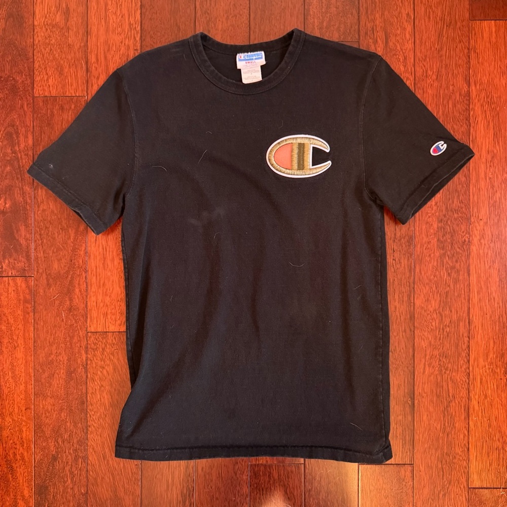Champion Black Short Sleeve Tee Classic Crew Neck